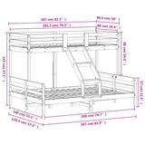 ZNTS Bunk Bed without Mattress 90x200/140x200 cm Wax Brown Solid Wood 3207176