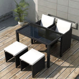 5 Piece Outdoor Dining Set with Cushions Poly Rattan Black 42596