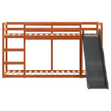 Bunk Bed with Slide&Ladder without Mattress Wax Brown 90x200 cm 3284244