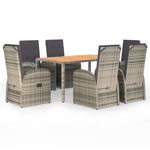 ZNTS 7 Piece Garden Dining Set Grey Poly Rattan&Solid Wood Acacia 3157622