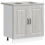 Kitchen Cabinet with Door Kalmar 2 pcs Grey 80 x 46 x 81.5 cm 3315007