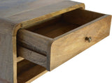 Solid Wood Floating Curve Open Slot Bedside, 1 Drawer and Open Shelf, Brown B2743P402929