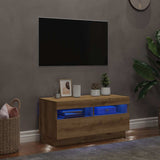 TV Cabinet with LED Lights Artisian Oak 80x35x40 cm Engineered Wood 856358