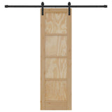 Sliding Door Natural and Black 61 x 198.5 cm Solid Pine Wood 3445404