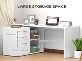 L Shaped Computer Desk, Reversible Home Office Desk with Drawers, File Cabinet and Storage Shelves, T3398P377526