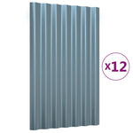 ZNTS Roof Panels 12 pcs Powder-coated Steel Grey 60x36 cm 319124