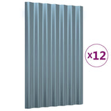ZNTS Roof Panels 12 pcs Powder-coated Steel Grey 60x36 cm 319124