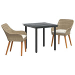 Garden Dining Set with Cushion 3 pcs Beige Poly Rattan 3261698