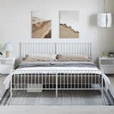 Metal Bed Frame without Mattress with Footboard White 193x203cm 350955
