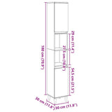 Bathroom Cabinet Old Wood 30x30x190 cm Engineered Wood 857102