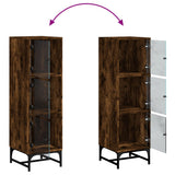 Highboard with Glass Doors Smoked Oak 35x37x120 cm 836564
