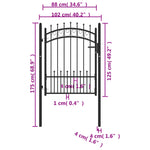 ZNTS Fence Gate with Spikes Steel 100x125 cm Black 146389