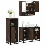 ZNTS 3 Piece Bathroom Furniture Set Brown Oak Engineered Wood 3301004