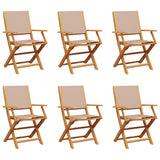 Folding Garden Chairs 6 pcs Taupe Fabric and Solid Wood 3214581