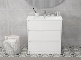 600mm Bathroom Vanity Unit with Basin and Single Tap Hole, High Gloss White Floor Standing Bathroom T3398P378068