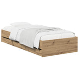 Bed Frame with Storage Artisan Oak 90 x 200 cm Engineered wood 3445765