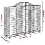 Arched Gabion Baskets 12 pcs 200x30x140/160 cm Galvanised Iron 3146162