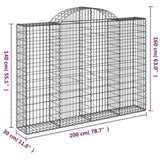 Arched Gabion Baskets 9 pcs 200x30x140/160 cm Galvanised Iron 3146159