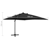 Cantilever Garden Parasol Black Polyester, Aluminium 3m Diameter 312348