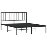 Metal Bed Frame without Mattress with Headboard Black 140x190cm 352480
