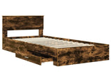 Bed Frame with Headboard Smoked Oak 90 x 200 cm Engineered Wood 3410944