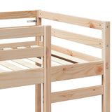 Loft Bed Frame Natural 90 x 200 cm Solid Pine Wood 3414550