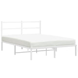 Metal Bed Frame without Mattress with Headboard White 140x190cm 355414
