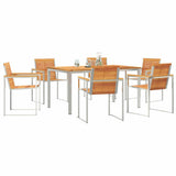 Garden Dining Set 7 pcs Solid Acacia Wood and Stainless Steel 3334810