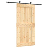 Sliding Door Natural and Black 100 x 210 cm Solid Pine Wood 3444997