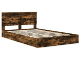 Storage Bed with Drawer Smoked Oak 135 x 190 cm Engineered Wood 3409563