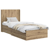 Bed Frame with Storage and Headboard Artisan Oak 100 x 200 cm 3414148