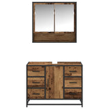 Bathroom Furniture Set with Door 2 pcs Old Wood Engineered Wood 3402426