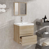 Bathroom Cabinet with Mirror Sonoma Oak Engineered Wood 804866