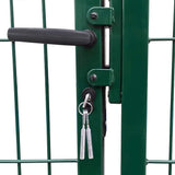 Garden Fence Gate with Posts 350x140 cm Steel Green 142571