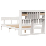 Bookcase Bed without Mattress White 135x190 cm Double Solid Wood Pine 3321825