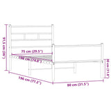 Bed Frame without Mattress Brown Oak 75x190 cm Small Single Engineered Wood 4017334