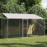 Dog Cage with Roof Silver 400 x 200 x 256 cm Steel and PE 3368301
