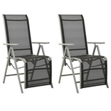 Garden Chair Set of 2 Black and Silver Powder-coated aluminium 312197