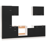 ZNTS 7 Piece Kitchen Cabinet Set Black Engineered Wood 3067632