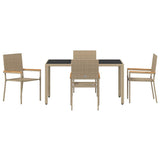 Garden Dining Set 5 pcs Beige Poly Rattan 3365392