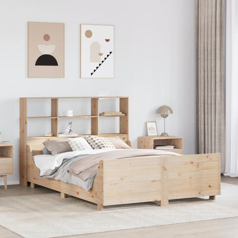 ZNTS Bookcase Bed without Mattress 140x200 cm Solid Wood 3323806