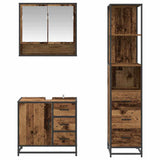 Bathroom Furniture Set with Door 3 pcs Old Wood Engineered Wood 3402521