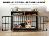 Dog Crate Furniture, Dog Cage with Rotatable Feeding Station and Storage Shelves, End Side Table T3398P551712