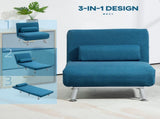Single Linen-Look Sleeper Chair - Blue T3398P328303