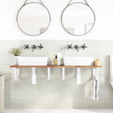 Basin Shelf Wall Mounted Steel and Solid Wood Acacia 3302842