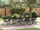 Garden Dining Set 9 pcs Black Powder-Coated Steel 3379176