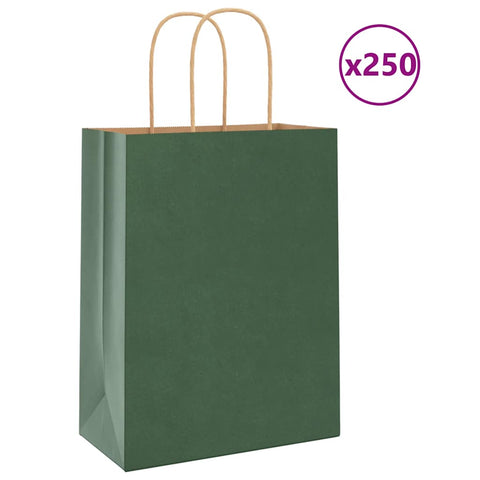 ZNTS Paper Bags 250 pcs with Handles Green 21x11x28 cm 4101727