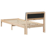 Bed frame Brown and light grey 75 x 190 cm Solid pine wood 878719
