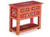 Sideboard with Drawers Solid Mango Wood Pink Hand Painted 244841