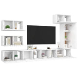 8 Piece TV Cabinet Set White Engineered Wood 3078716